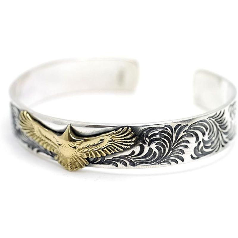 売れ筋がひクリスマスプレゼント 金イーグル シルバー925 シルバーワン バングル アラベスク フェザー ウィング 羽 鷹 ゴールド Ho メンズ ブレスレット Www Cromg Org Br