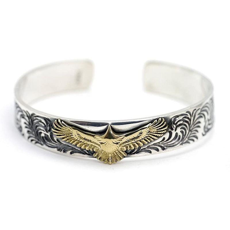 売れ筋がひクリスマスプレゼント 金イーグル シルバー925 シルバーワン バングル アラベスク フェザー ウィング 羽 鷹 ゴールド Ho メンズ ブレスレット Www Cromg Org Br