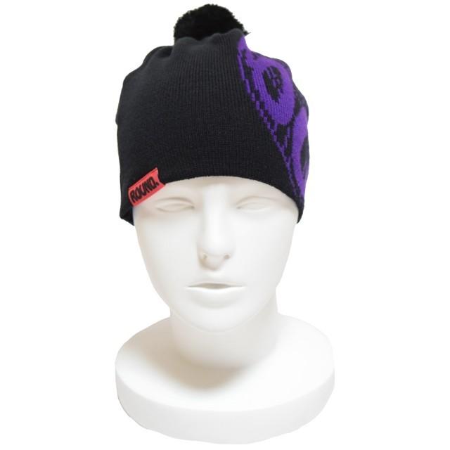 スノーボード スノボ ニット帽 ボンボン ビーニー 黒 紫 パープル ブランド ロゴ キャップ 帽子 レディース メンズ 人気 Round 2bn2 Pp Round Snowboard Gear Yahoo 店 通販 Yahoo ショッピング