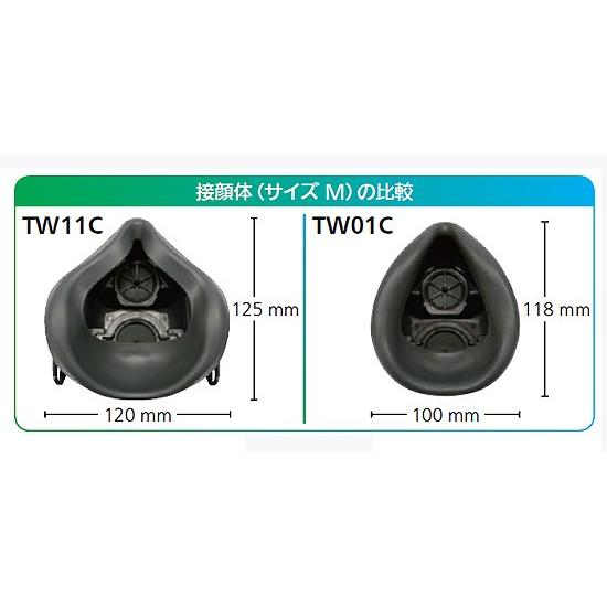 火山灰・火山ガス対策に 半面形マスク面体 TW11C Mサイズ 面体2色 接顔