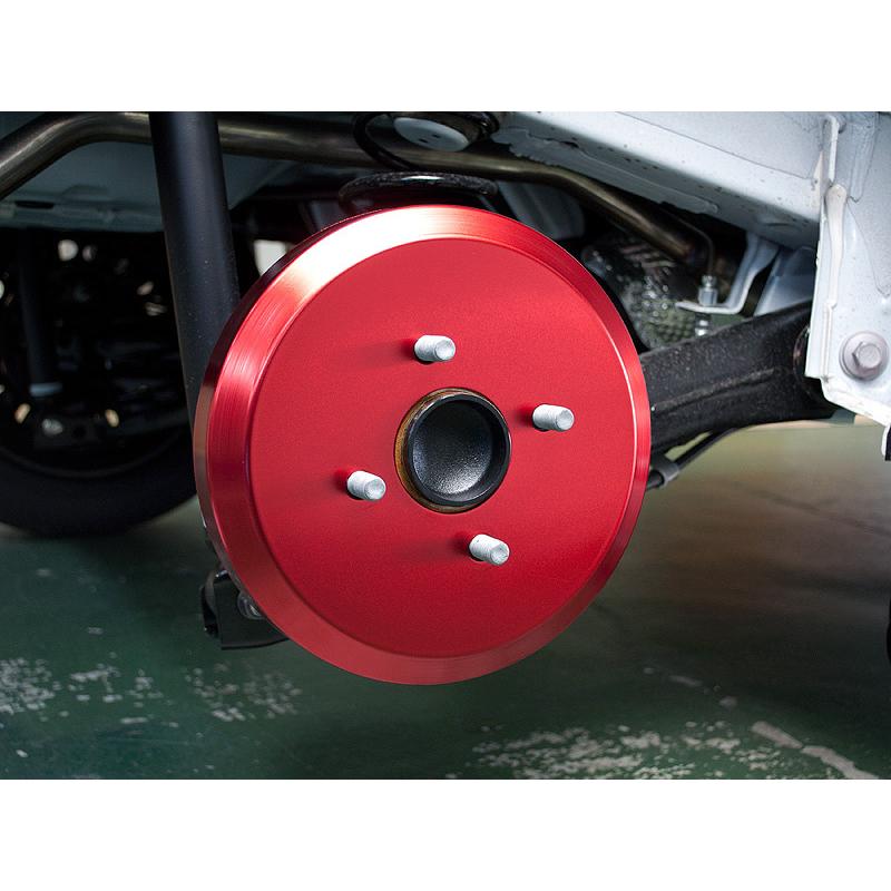 日本製 ダイハツ タント LA600S・タントカスタム LA650S アルミ ドラムカバー 2WD専用 リア(レッド DCD-014)2枚1セット_2