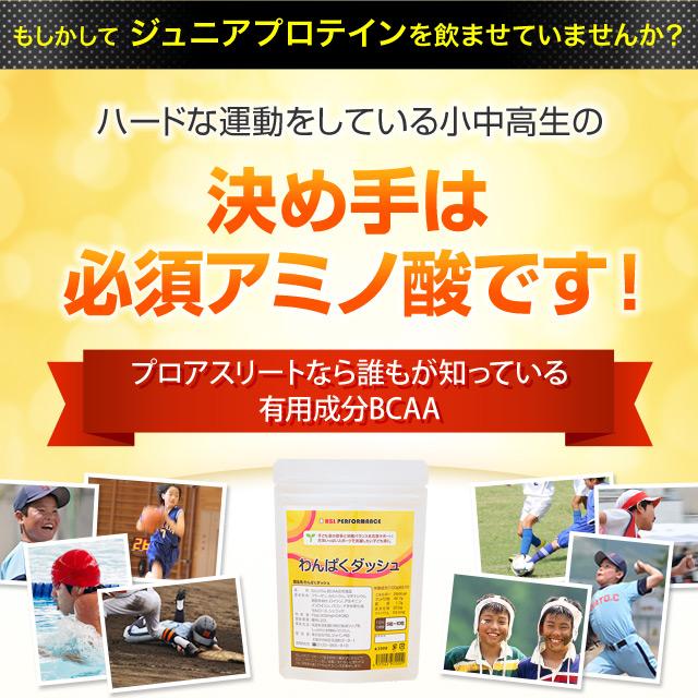 わんぱくダッシュ 激しいスポーツや部活をする成長期10代の子どもにおすすめ 必須アミノ酸(BCAA)・カルシウム・マグネシウムなどを最適配合 3袋セット約3ヶ月分