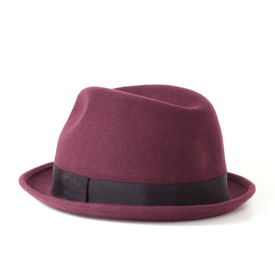 日本製 Stingy Brim Fedora ショートブリム ウールフェルト 中折れハット ワイン｜rsstore｜04