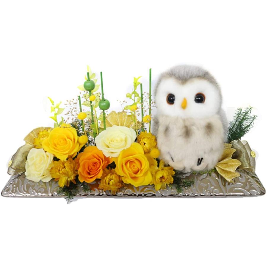 サウンドアレンジ 花長寿 プリザーブドフラワー 和風 花 傘寿 米寿ふくろう 山吹 キャンペーンもお見逃しなく