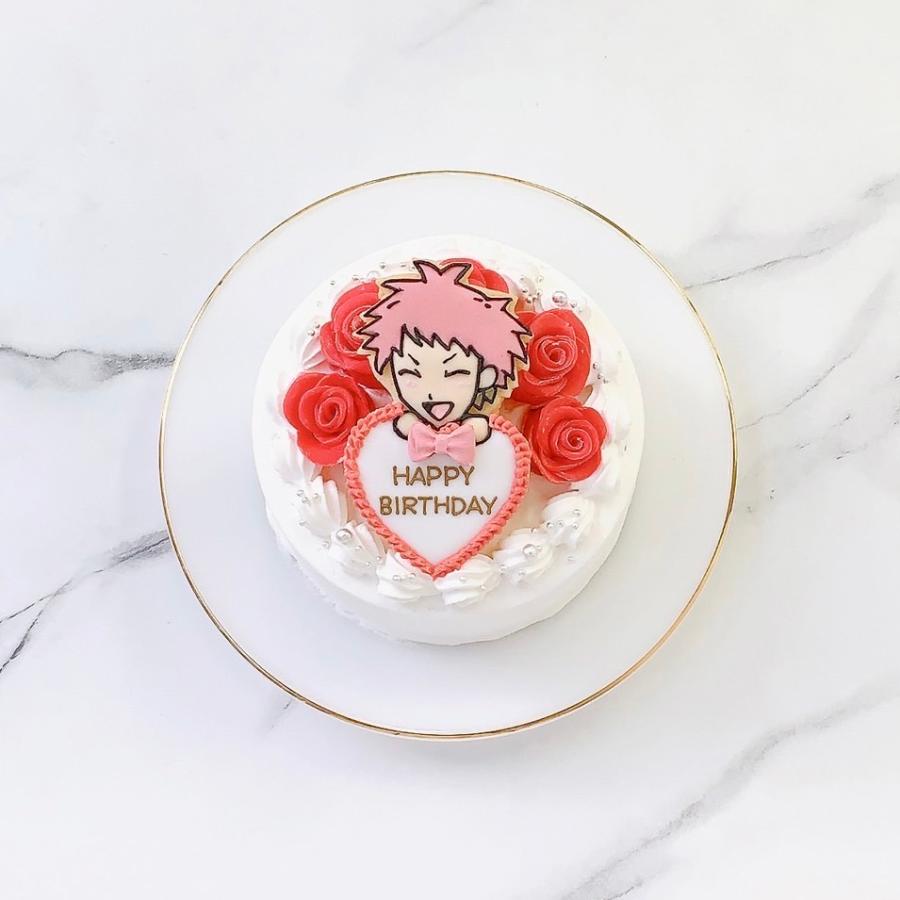 プレート持ちイラストクッキー付き 薔薇ケーキ 5号｜15cm｜センイル