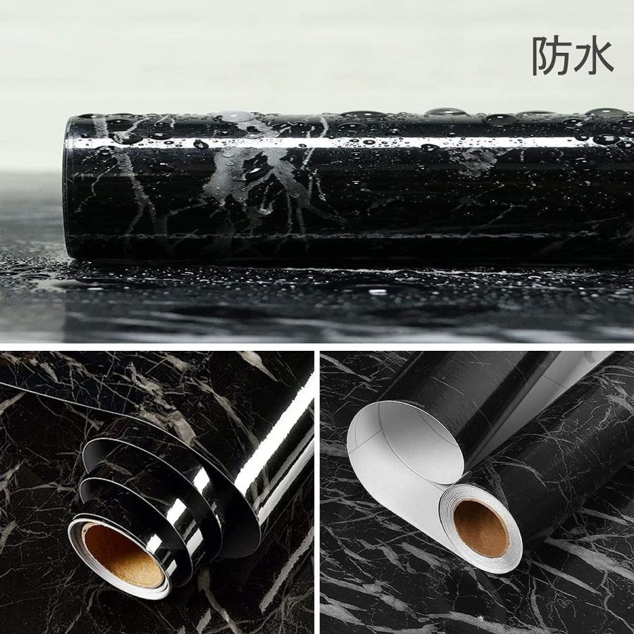 大理石 シート 黒 リメイクシート インテリアシート 壁紙シール 40cmｘ5m