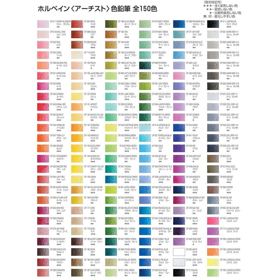 正規品販売！正規品販売！ホルベイン 色鉛筆 150色 セット 紙函 鉛筆