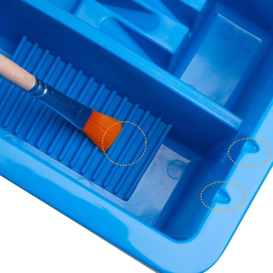 受賞店舗 筆洗い バケツ 筆洗器 画材 小型 多機能 画材筆 水彩画筆 ブラシ 油絵筆かけ 四角形 プラスチック 蓋付き 持ち運び 美術用品 旅行 学 Materialworldblog Com