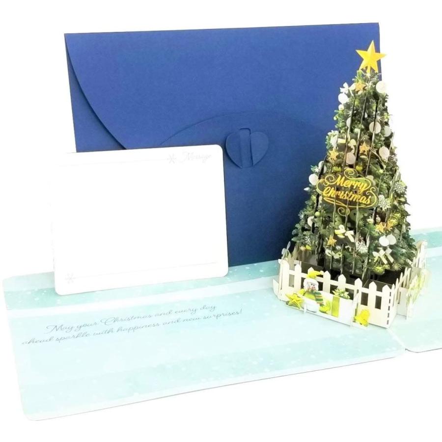 クリスマスグリーティングカード (青, Standard M) ポップアップ 高級 おしゃれ プレゼント メッセージ グリーティングカード｜rtier-shop｜02