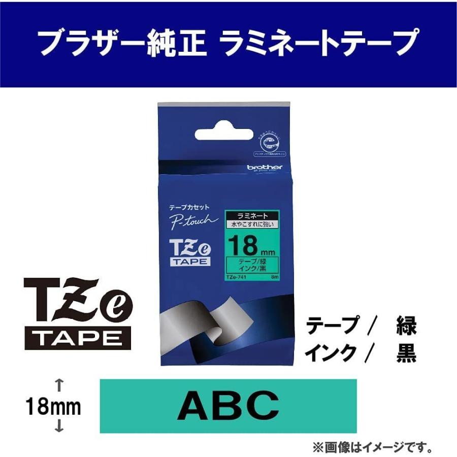 （まとめ） ブラザー BROTHER ピータッチ TZeテープ ラミネートテープ 18mm 緑／黒文字 TZE-741 1個 【×6セット】 brother純正ピータッチ ラミネートテープ TZe-741 幅18mm (黒文字/緑