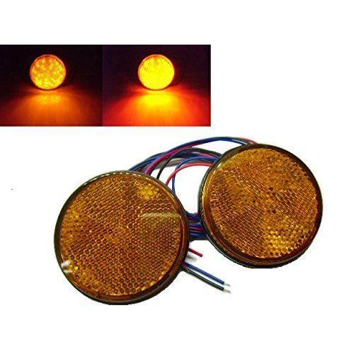 24V トラック・バス用/丸型LED内蔵リフレクター/黄色 オレンジ色