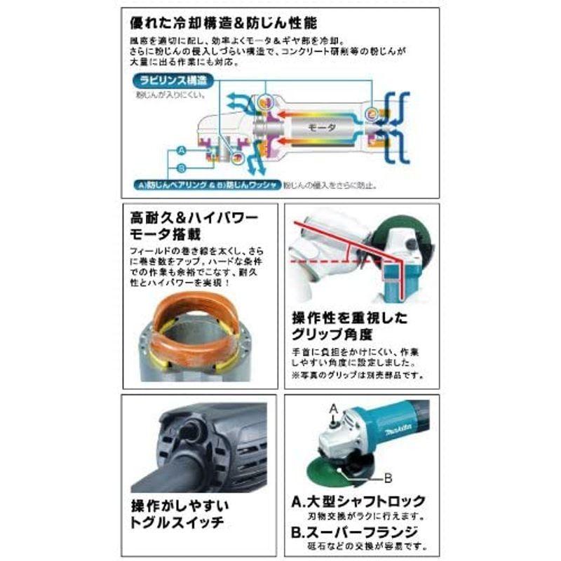 マキタ ディスクグラインダAC用 100mm 低速高トルク・ブレーキ付 最大出力880W GA4033の画像