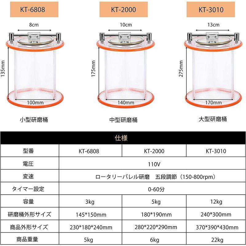 Huanyu KT6808 バレル研磨機 チェンジバレル研磨機 3kg容量ロータリーバレル 五段速度調整 タイマー付き アクセサリー/小物/の画像