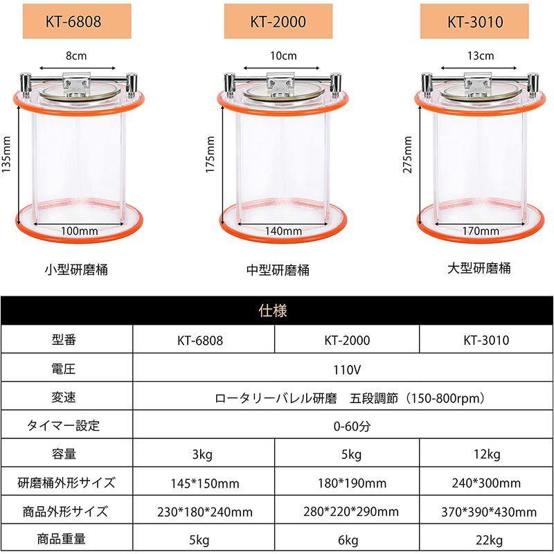 Huanyu KT6808 バレル研磨機 チェンジバレル研磨機 3kg容量ロータリーバレル 五段速度調整 タイマー付き アクセサリー/小物/｜rtier-shop｜07