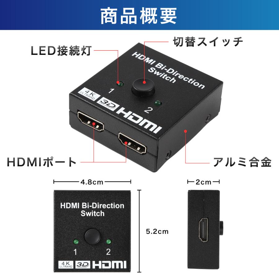 HDMI 切替器 分配器 2出力 1入力 2入力 1出力 スプリッター セレクター スイッチャー 4k 切り替え モニター zs2001 |  | 06