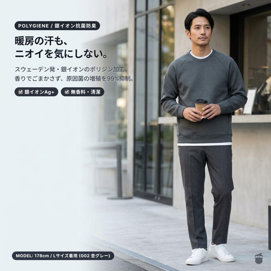 トレーナー メンズ スウェット 長袖 クルーネック ストレッチ 吸汗速乾