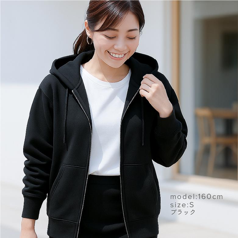 パーカー レディース ジップアップパーカー 裏毛パイル地 大きめサイズ