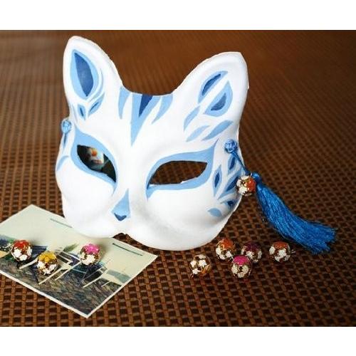 ブランド雑貨総合 祭り用品 狐 お面 きつね おめん マスク コスプレ 青 手作り お祭り 装飾