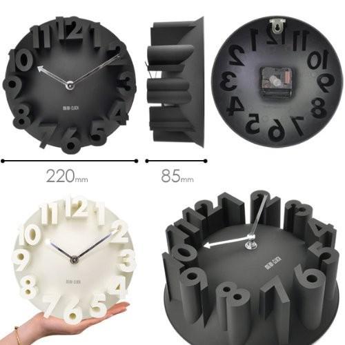 3D 立体 掛け時計 モダン デザイン ウォールクロック 壁 (22cm 赤