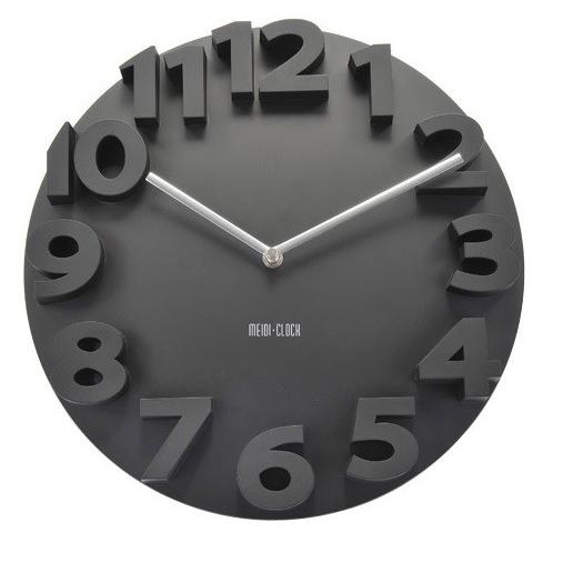 3Ｄ 立体 掛け時計 モダン デザイン ウォールクロック 壁 時計 (35cm 黒) | 