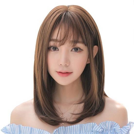 激安ブランド かつら 小顔 ナチュラル ウイッグ 耐熱 セミロング ネット付き レディース 原宿系 チョコレート 43cm ウィッグ エクステンション Www Hotel Prens Com