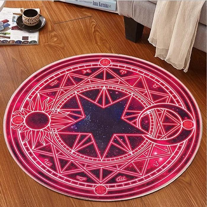 魔法陣 カーペット チェアマット 防音対策 直径60cm（宇宙）アニメ