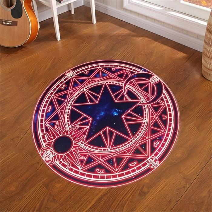魔法陣 カーペット チェアマット 防音対策 直径60cm（宇宙）アニメ