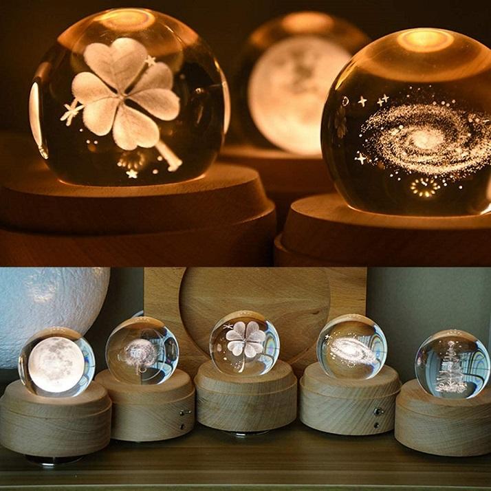 オルゴール クリスタル ボール 間接照明 ナイトライト (クローバー