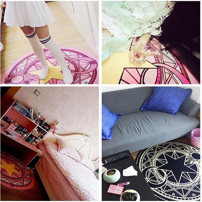 魔法陣 カーペット チェアマット 防音対策 直径100cm（六芒星）アニメ