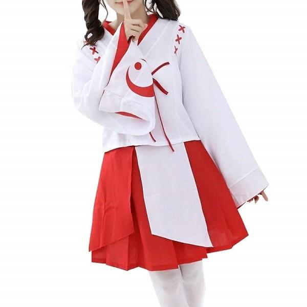 巫女 コスプレ ミニスカ 巫女服 (白/紅) 和服 衣装 みこ コスチューム スカート ハロウィン お正月｜rtrade123｜02