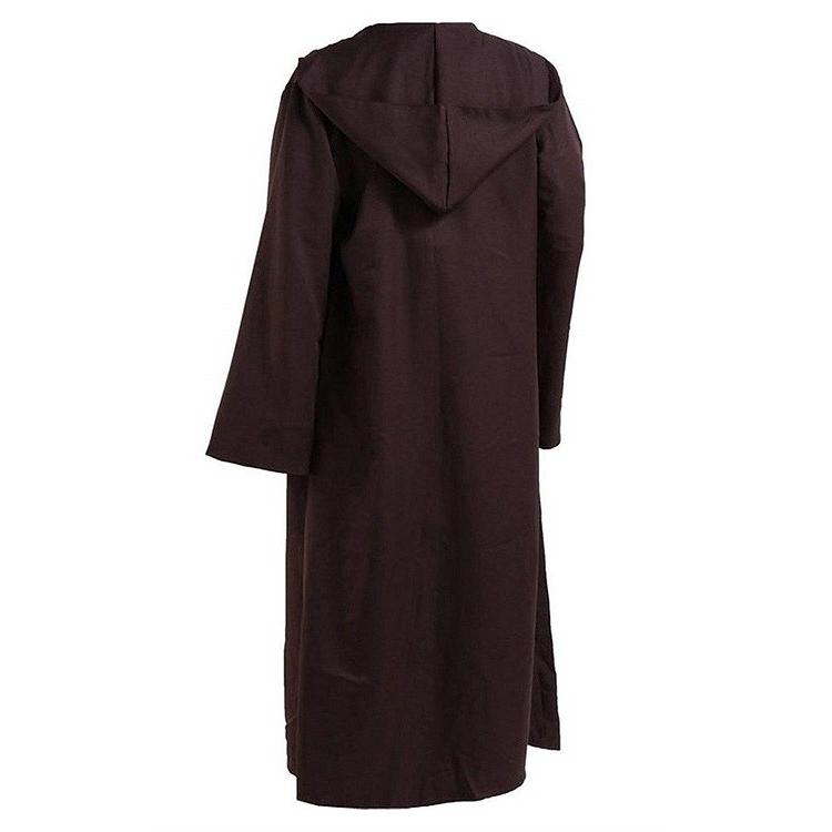 メンズ チュニック フード付き ロング マント (茶) 騎士 アサシン