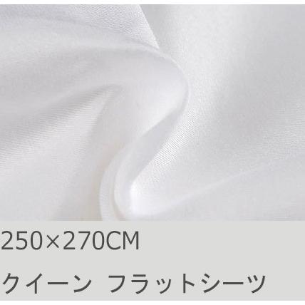 R.T. Home - 高級エジプト超長綿(エジプト綿)ホテル品質クイーン、ダブル兼用フラット ベッド シーツ 500スレッドカウント サテン織り ホワイト(白) 250*270 | 
