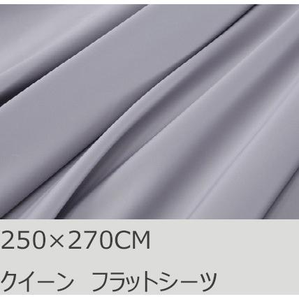 R.T. Home - 高級エジプト超長綿(エジプト綿)ホテル品質クイーン、ダブル兼用フラット ベッド シーツ500スレッドカウント サテン織りシルバー グレー 250*270 | 