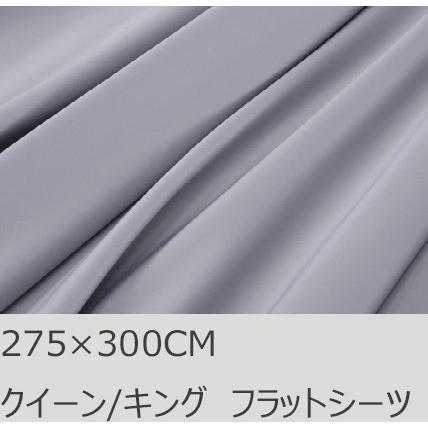 R.T. Home - 高級エジプト超長綿(エジプト綿)クイーン、キング フラット シーツ 500スレッドカウント サテン織り シルバー グレー 275*300CM 大判 継ぎ目なし | 