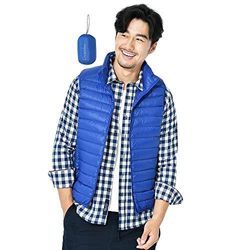 Crownbee ダウンベスト メンズ 軽量 防寒 暖かい インナー ウルトラライト 袖なし ベスト カジュアル 無地 春 秋 冬 C129 Xxl 立襟 ブルー ベスト Www Geminicorp Be