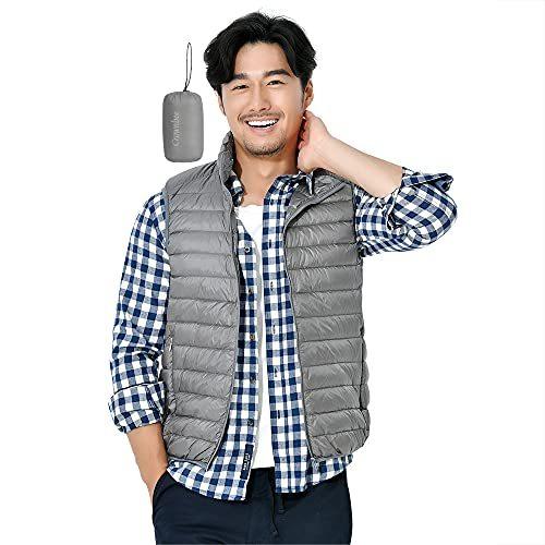 Crownbee ダウンベスト メンズ 軽量 防寒 暖かい インナー ウルトラライト 袖なし ベスト カジュアル 無地 春 秋 冬 C129 Xxl 立襟 グレー ベスト Www Bollywoodpapa Com