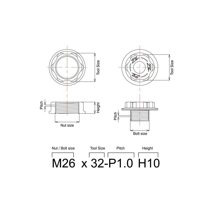 ZETA(ジータ) ステアリングステムナット ブラック M24x30-P1.5 H14｜rubbermark｜03