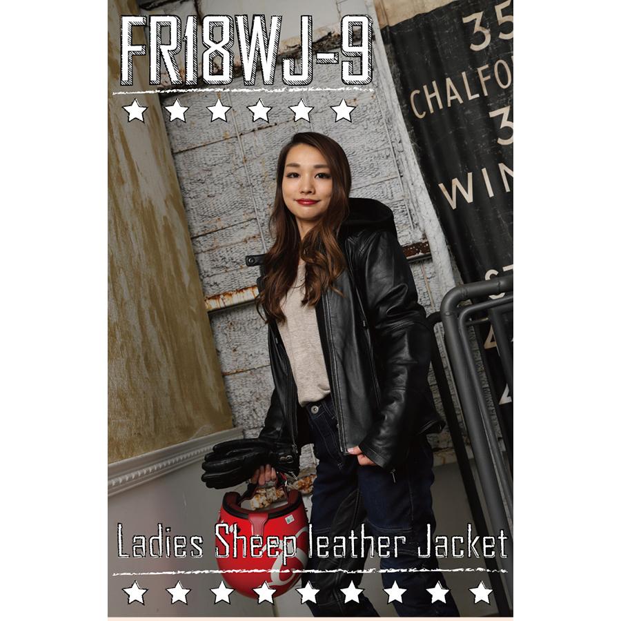 デグナー　FRAU DEGNER ブラックレザージャケット フード付き バイク レディースフード付きレザージャケット[FR25WJ-5] ウェア