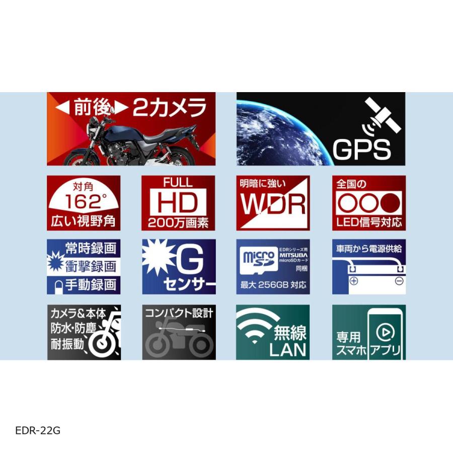 MITSUBA（ミツバ） ミツバサンコーワ 二輪車用ドライブレコーダー EDR