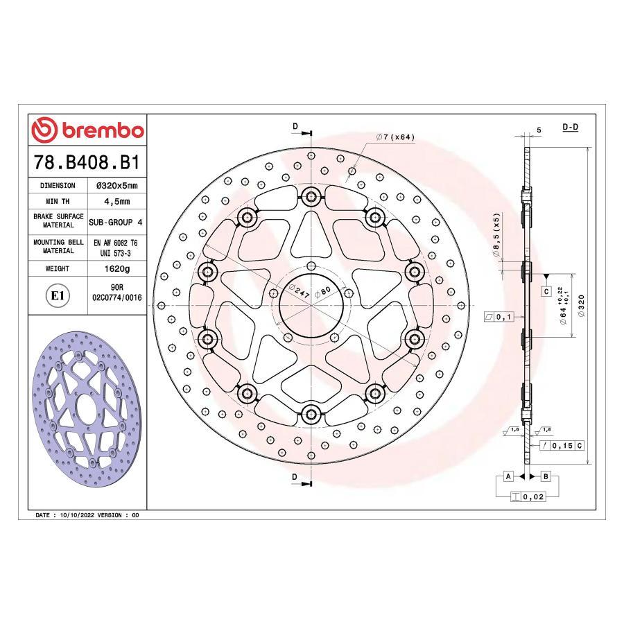 brembo（ブレンボ） セリエオロ セリエオロ ブレーキディスク セミ