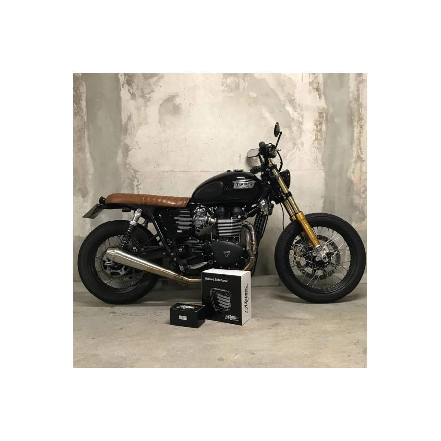 Motone(モートーン) サイドカバー リブ グロスブラック 空冷