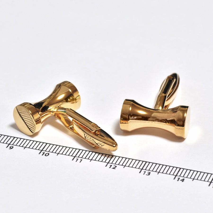 2個セット】 カフスボタン 真鍮 けん玉のようなデザインのカフス 金色