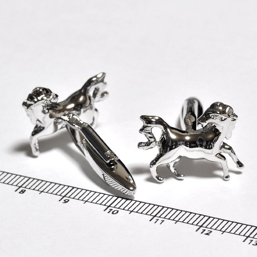 2個セット】 カフスボタン 真鍮 ウマのデザインが格好良いカフス 馬