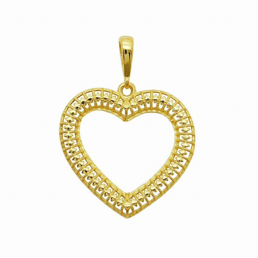 ペンダントトップ 18金 イエローゴールド メッシュハートのペンダント