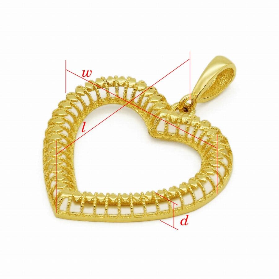 ペンダントトップ 18金 イエローゴールド メッシュハートのペンダント