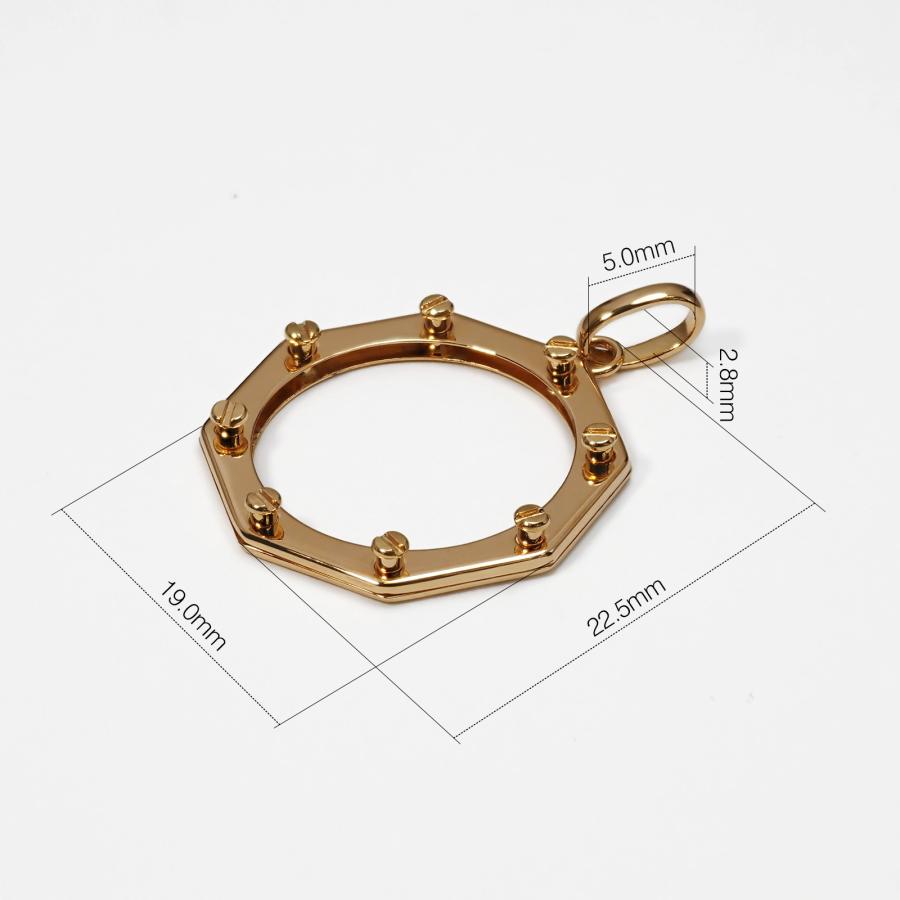 トップストーン 18K ペンダント 空枠 1個売り】 コイン空枠パーツ 18金 イエローゴールド メイプルリーフ