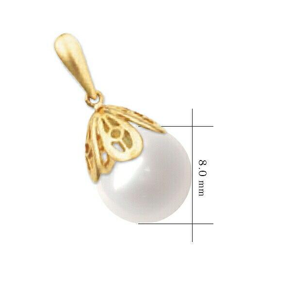 真珠ペンダントヘッドK１８（美品） ペンダントトップ 18金 イエローゴールド あこや真珠ペンダント 8.0mm