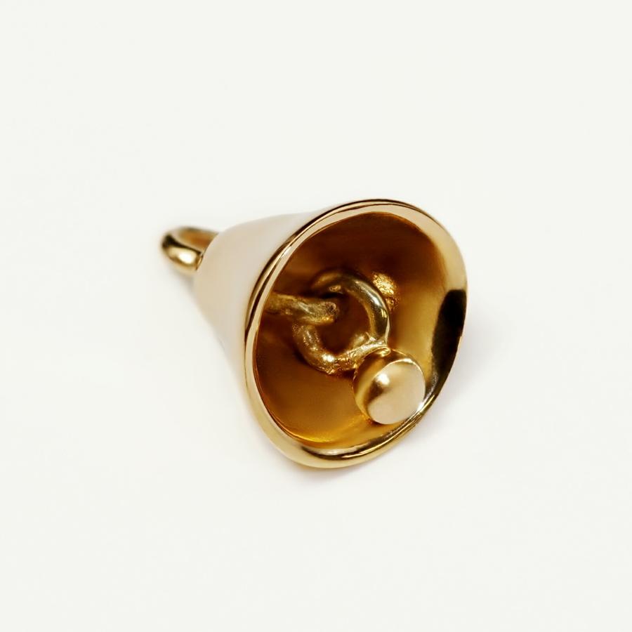 1個売り】 チャームパーツ 18金 イエローゴールド ベル型チャーム 縦