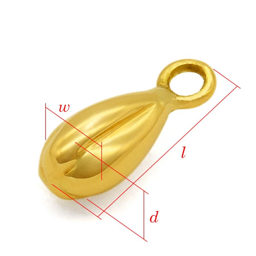 【1個売り】 チャームパーツ 18金 イエローゴールド ドロップ型チャーム 溝入り 中空タイプ 縦7.5mm 横3.0mm｜手芸用品 部品 K18YG 貴金属_5