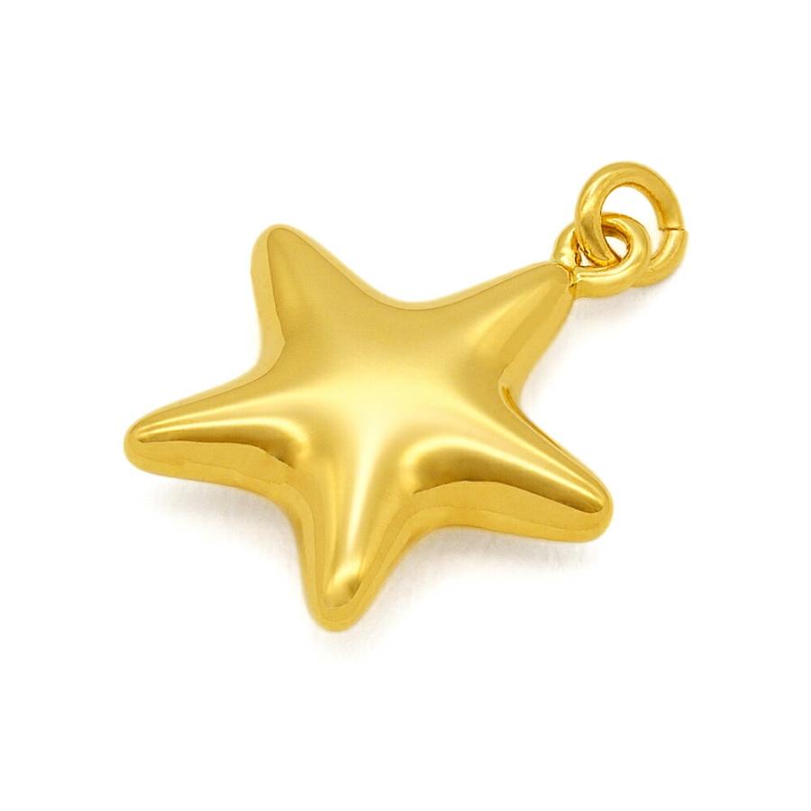 ゴールド 星形チャーム 1個売り】 チャームパーツ 18金 イエローゴールド 星型チャーム 中空